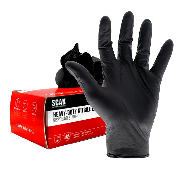 Scan Nitrile Disposable Gloves Heavy-Duty (Box of 100)