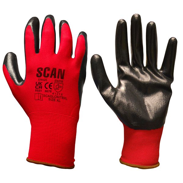 Coated Knitted Gloves - Red |