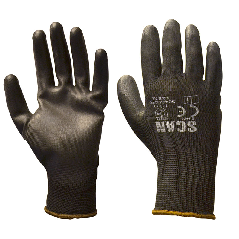Scan Black PU Coated Gloves