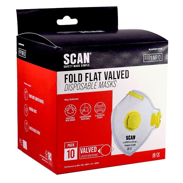 Scan Premier Fold Flat Valved Disposable Mask FFP1