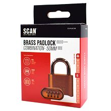 Scan Brass Combination Padlock 50mm